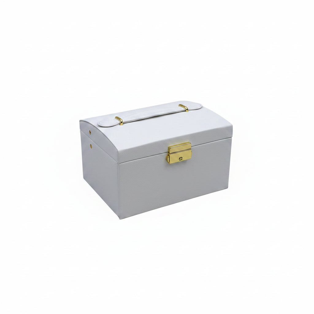 Boîte à Bijoux Luxe 3 Niveaux Verrouillable et Sécurisée Blanc