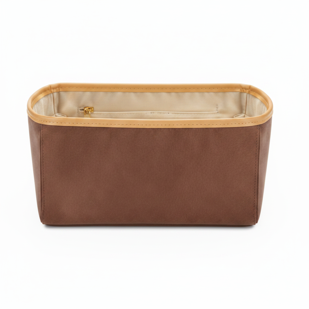 Organisateur de Sac Cuir Brun Imperméable Multi-Compartiment 33 x 16 x 16 cm.