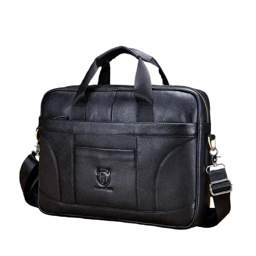 Porte-Documents Homme en Cuir Véritable – Sacoche Professionnelle 14" Noir