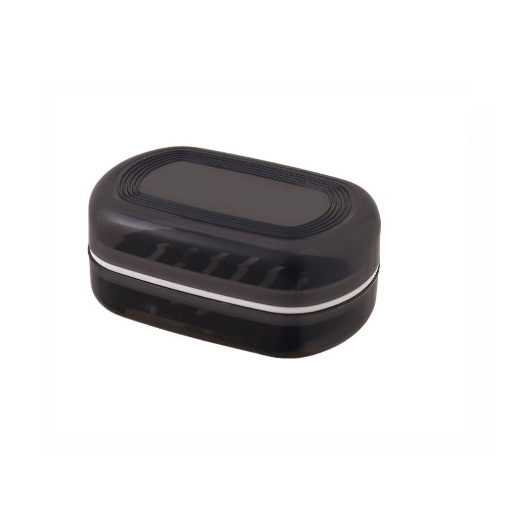 Porte-Savon de Voyage Double Couche avec Couvercle – Boîte Portable Étanche pour Salle de Bain et Douche Noir