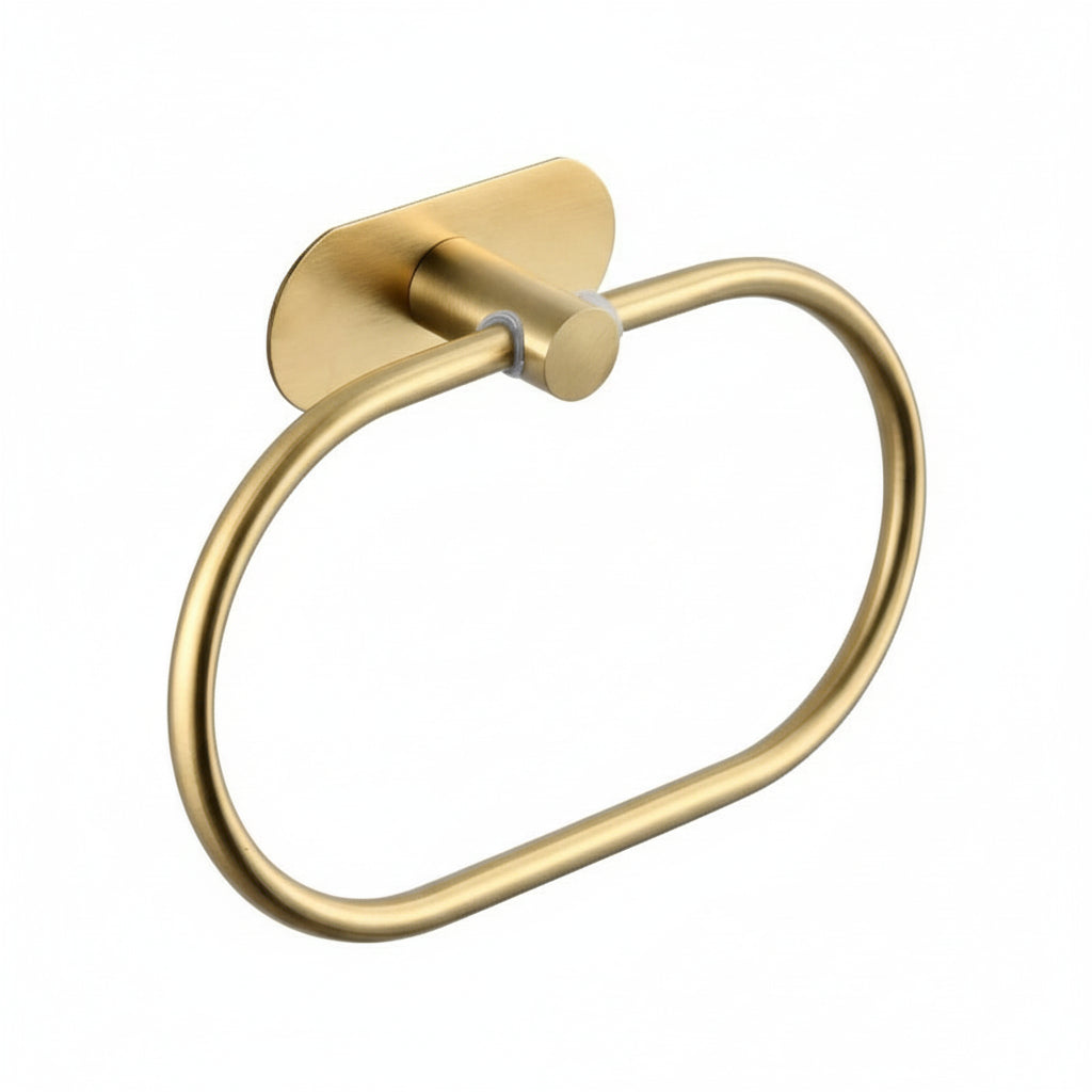 Porte-Serviette Mural en Anneau Or - Acier Inoxydable Auto-Adhésif pour Salle de Bain et Cuisine