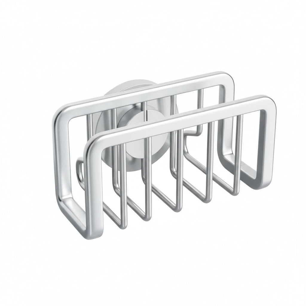 Porte-Éponge Premium à Ventouse pour Évier - Support de Rangement Cuisine en Acier Inoxydable Noir Gris