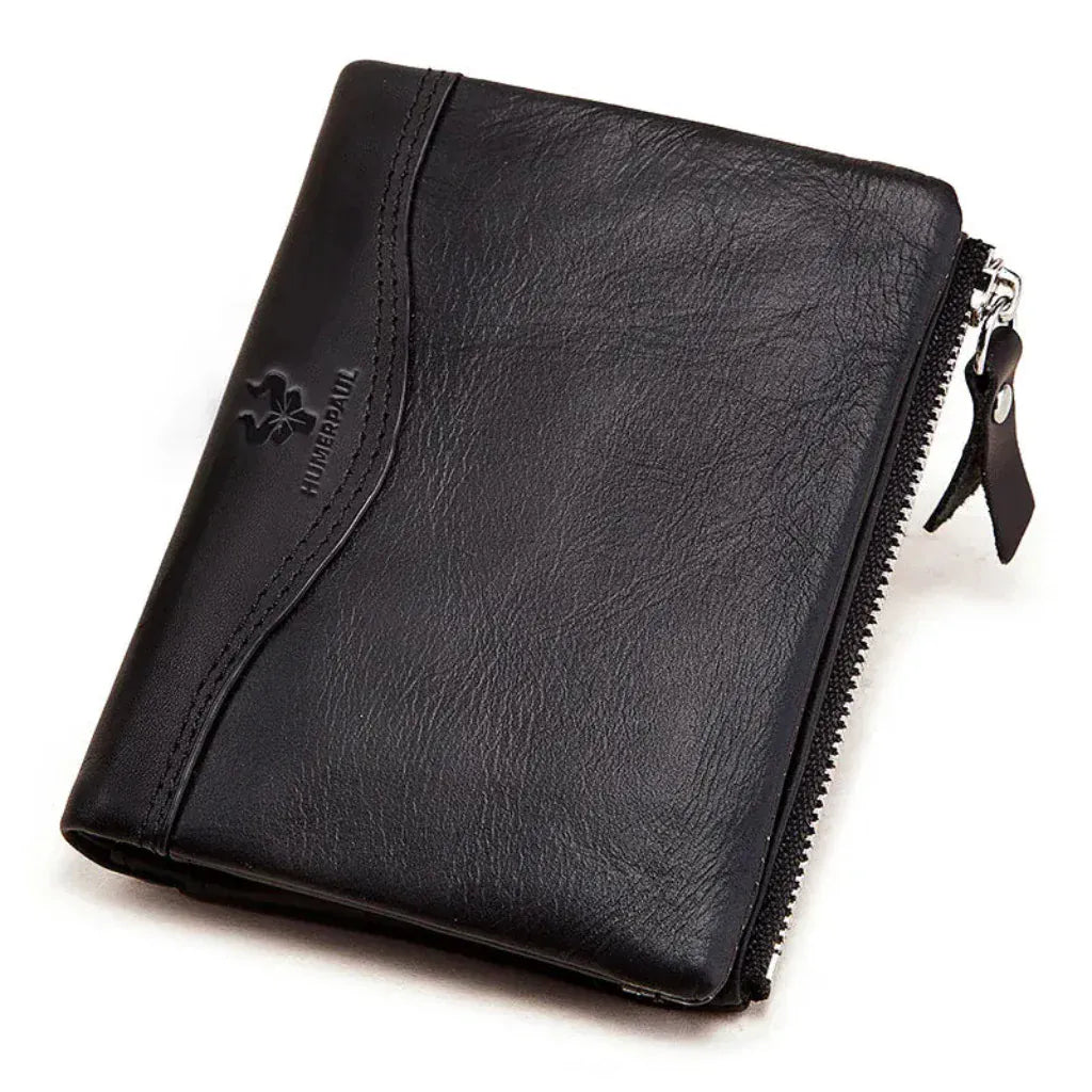 Portefeuille Femme Compact Cuir Véritable RFID Noir – Sécurité & Organisation Élégante