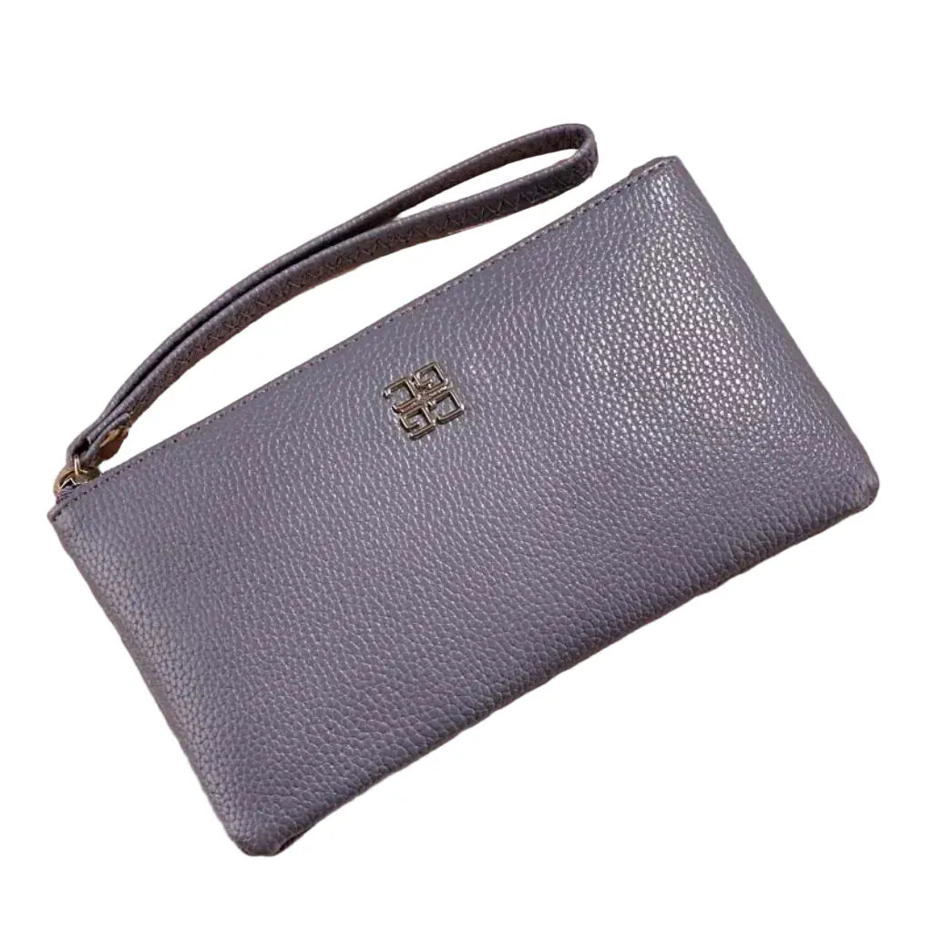Portefeuille Femme Long Gris à Fermeture Zippée, Multi-Compartiments pour Cartes et Billets