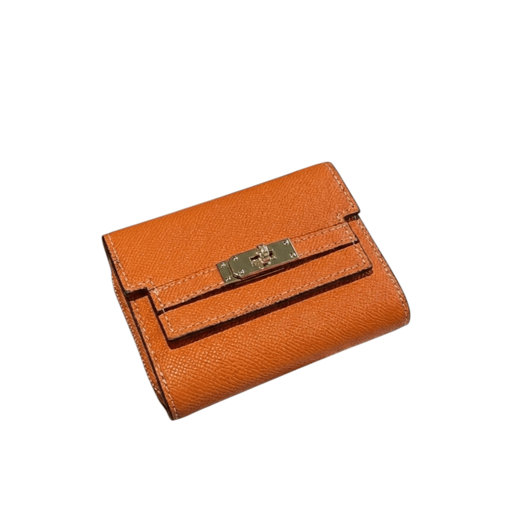 Portefeuille Femme en Cuir Véritable Orange – Compact, Multifonction, Grande Capacité & Élégant