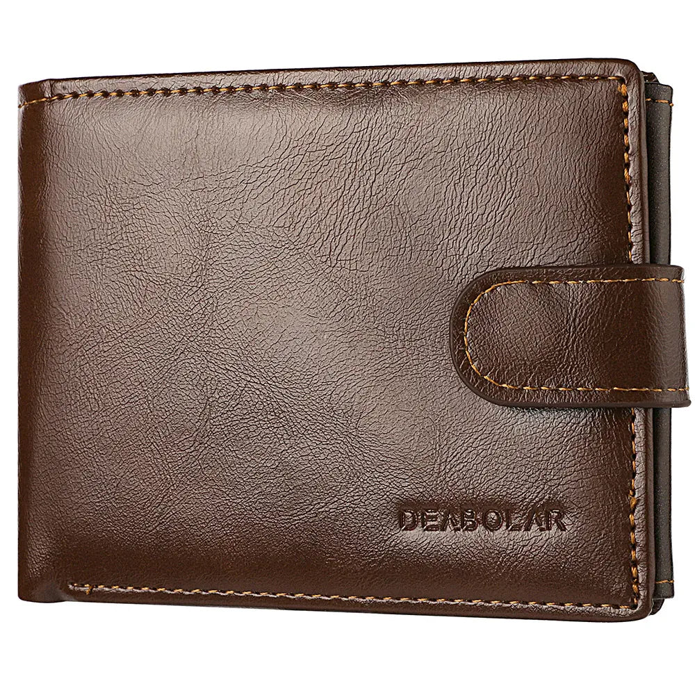 Portefeuille Homme Grande Capacité Multifonction Marron Foncé - Cuir PU Premium avec Fermeture à Patte
