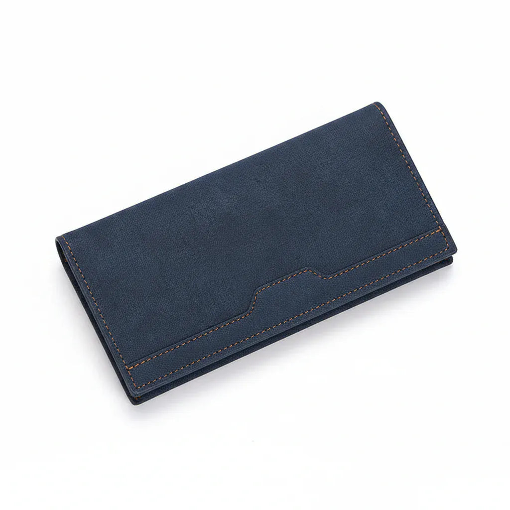 Portefeuille Homme Long en Cuir PU Premium Bleu Marine – Multi-Compartiments avec Porte-Monnaie Intégré