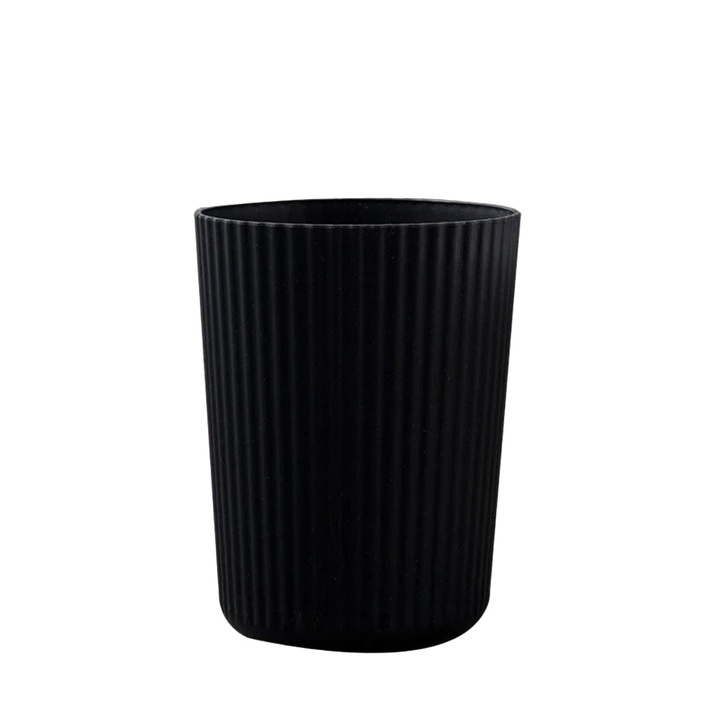 Poubelle de Salle de Bain 10L avec Couvercle à Pression - Design Cannelé Moderne Noir 31.7x24cm