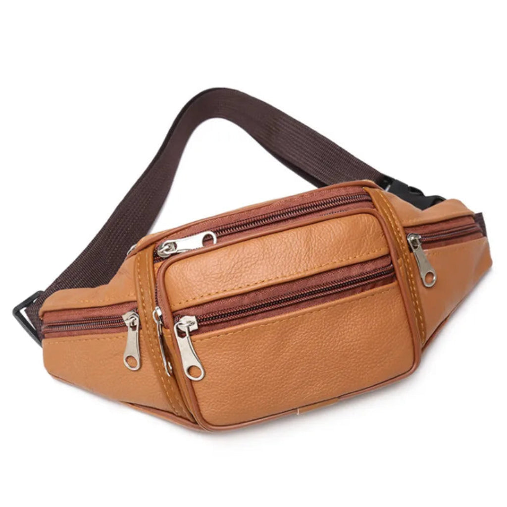 Sac Banane Homme en Cuir PU Camel – Élégant, Pratique et Multifonction pour l’Organisation Quotidienne