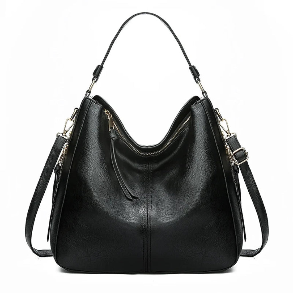 Sac à Bandoulière Femme Hobo Grande Capacité Noir – Cuir PU Vintage avec Bandoulière Ajustable