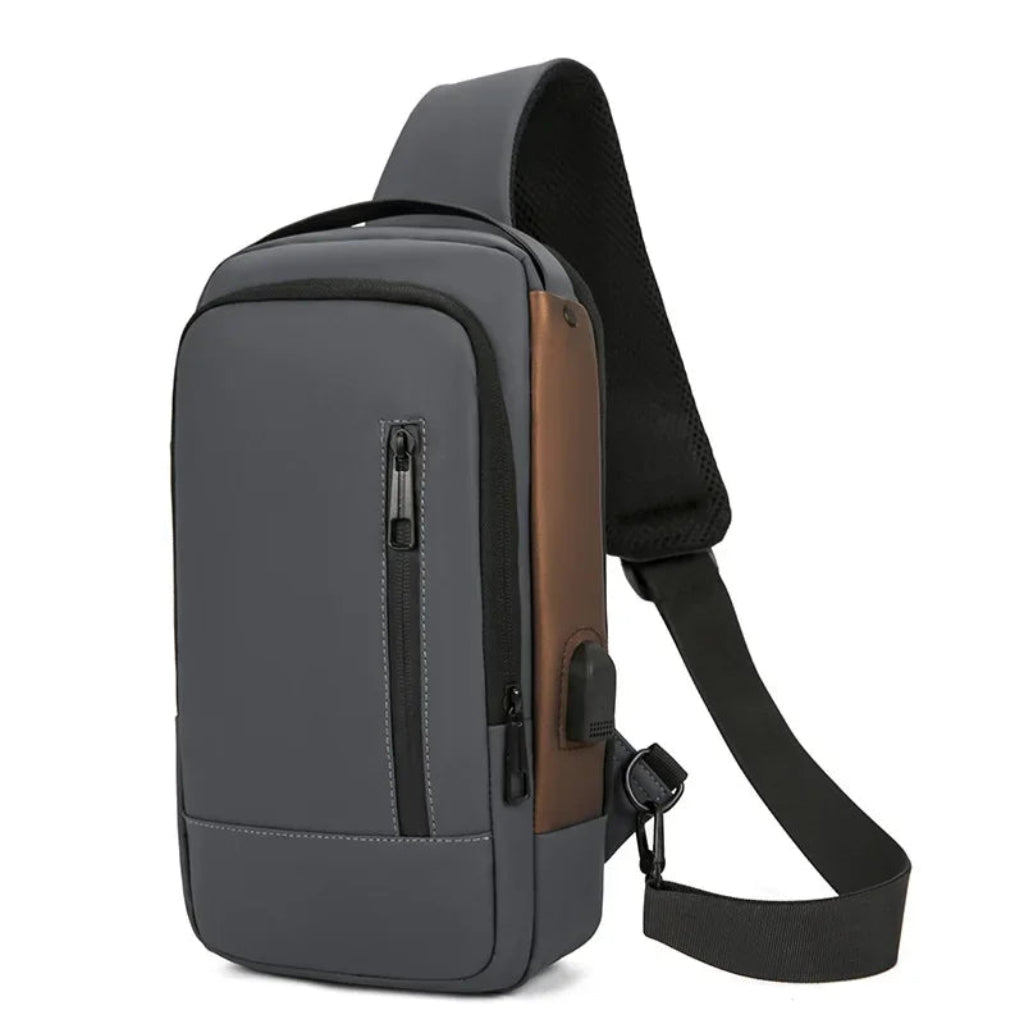 Sac Bandoulière Homme Business Gris – Anti-Vol avec Verrou à Code & Port USB