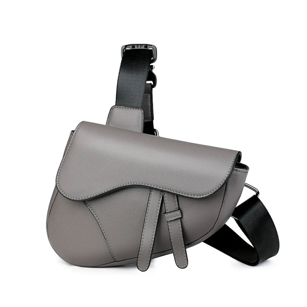 Sac à Bandoulière Homme Élégant Gris – Sacoche Crossbody en Polyester et Cuir Synthétique