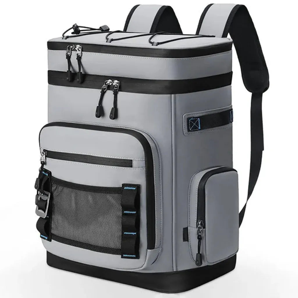 Sac à Dos Isotherme 30 L Étanche, Glacière Portable, Pique-nique, Camping & Randonnée Gris
