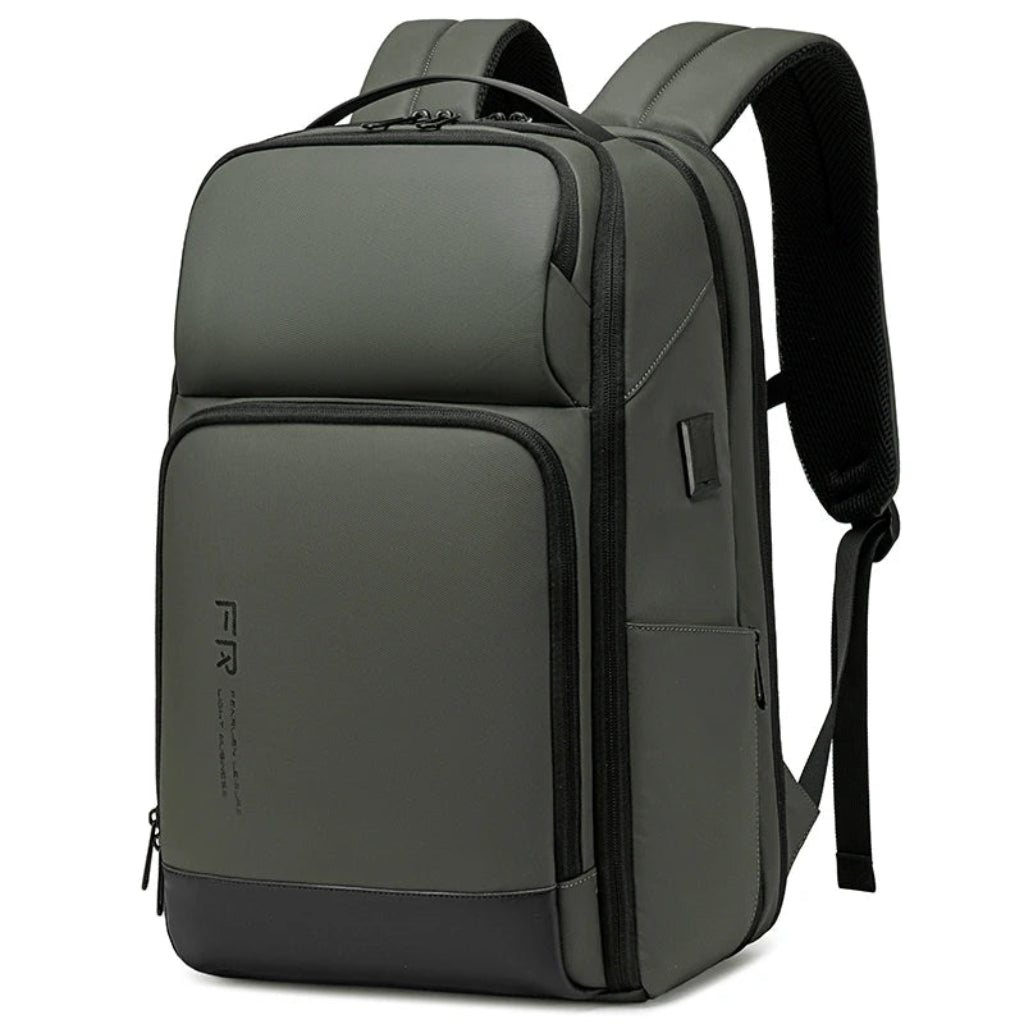 Sac à Dos de Voyage 35L - Chargeur USB Intégré Vert Armée - Compatible Ordinateur 15.6" - Imperméable Nylon
