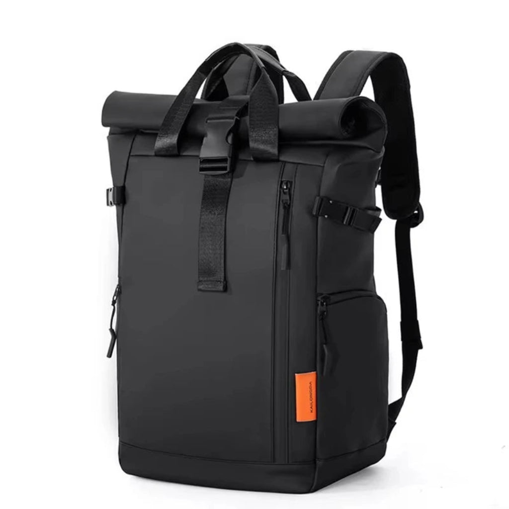 Sac à Dos de Voyage Roll-Top 16" Noir - Oxford Imperméable Extensible Grande Capacité