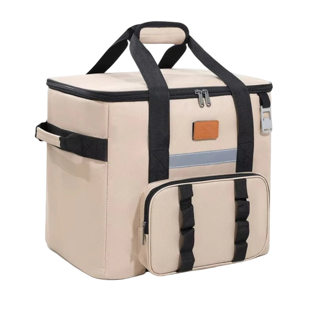 Sac Isotherme 32L Grande Capacité - Glacière Portable Oxford Imperméable Beige