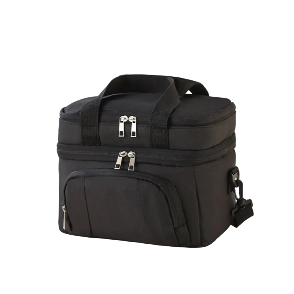 Sac Isotherme Double Couche en Polyester Noir – Organisation Pratique pour Repas Nomades