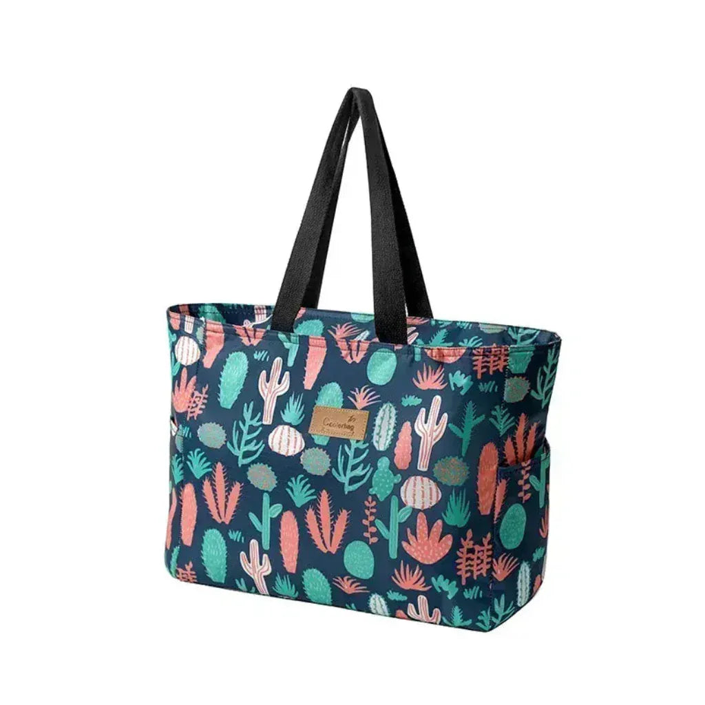 Sac Isotherme Grande Capacité 13.5L en Oxford Cactus- Sac Repas Étanche Multifonction