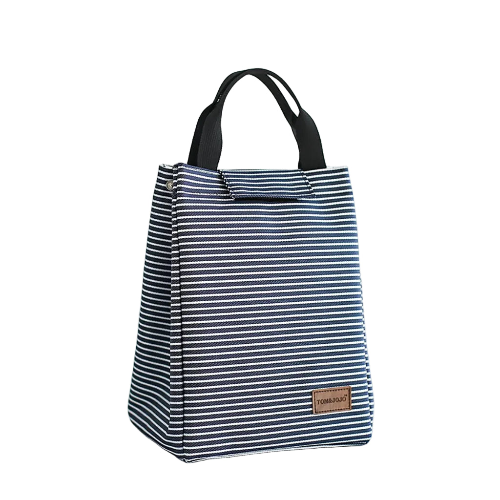 Sac Isotherme Repas Rayé Bleu – Double Couche, Grande Capacité Oxford