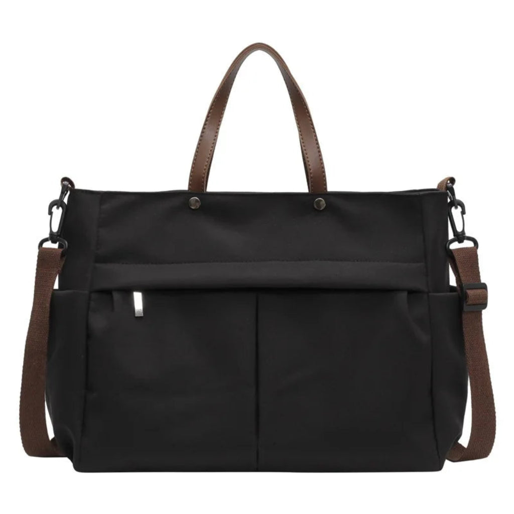 Sac à Main Femme Cabas Nylon Grande Capacité avec Bandoulière Noir
