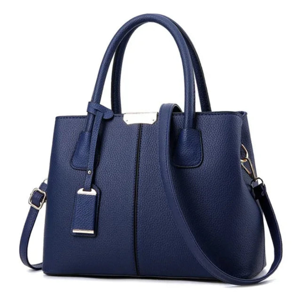 Sac à Main Femme en Cuir PU Bleu Foncé – Tote Élégant Double Compartiment