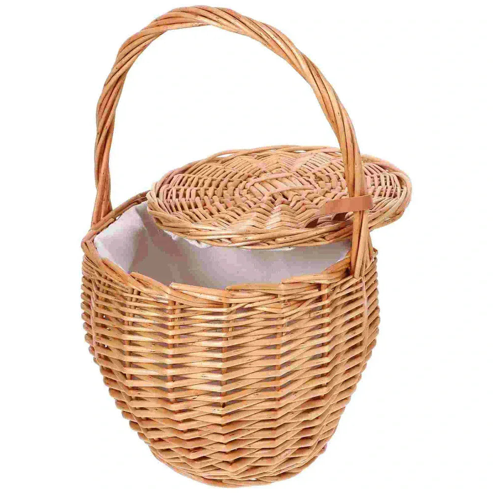 Panier en Osier – Pliable Double avec Anse, Rangement & Pique-Nique