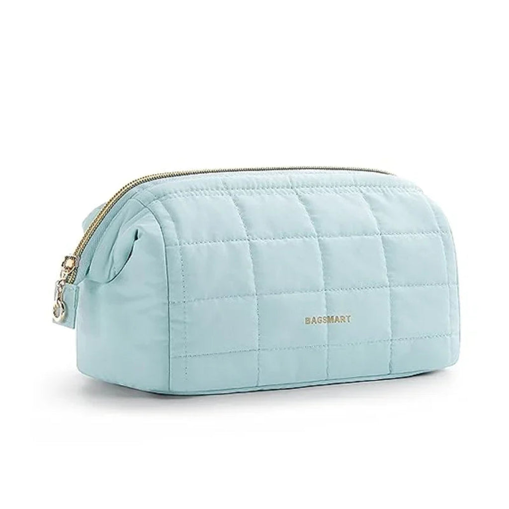 Trousse de Toilette Femme Matelassée Bleu - Organisation Cosmétique Portable