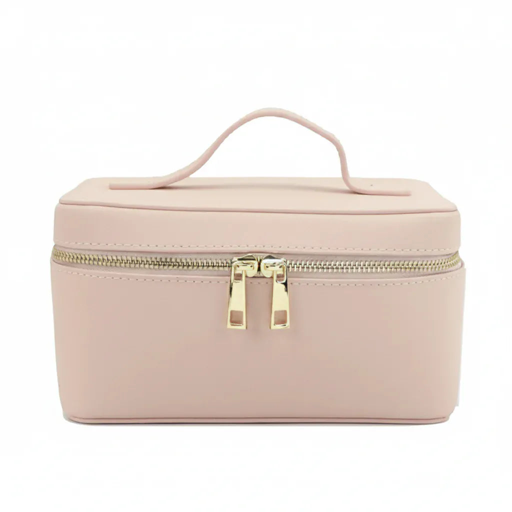 Trousse de Toilette Femme en Cuir Saffiano Rose – Élégante, Pratique et Idéale pour le Voyage et le Maquillage