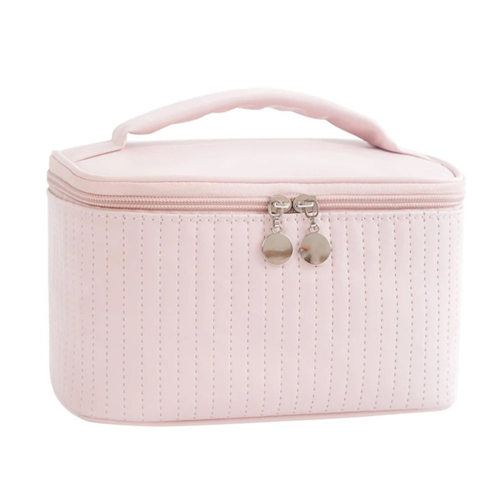 Trousse de Toilette Femme en Simili Cuir Rose – Élégante, Grande Capacité, Voyage & Maquillage