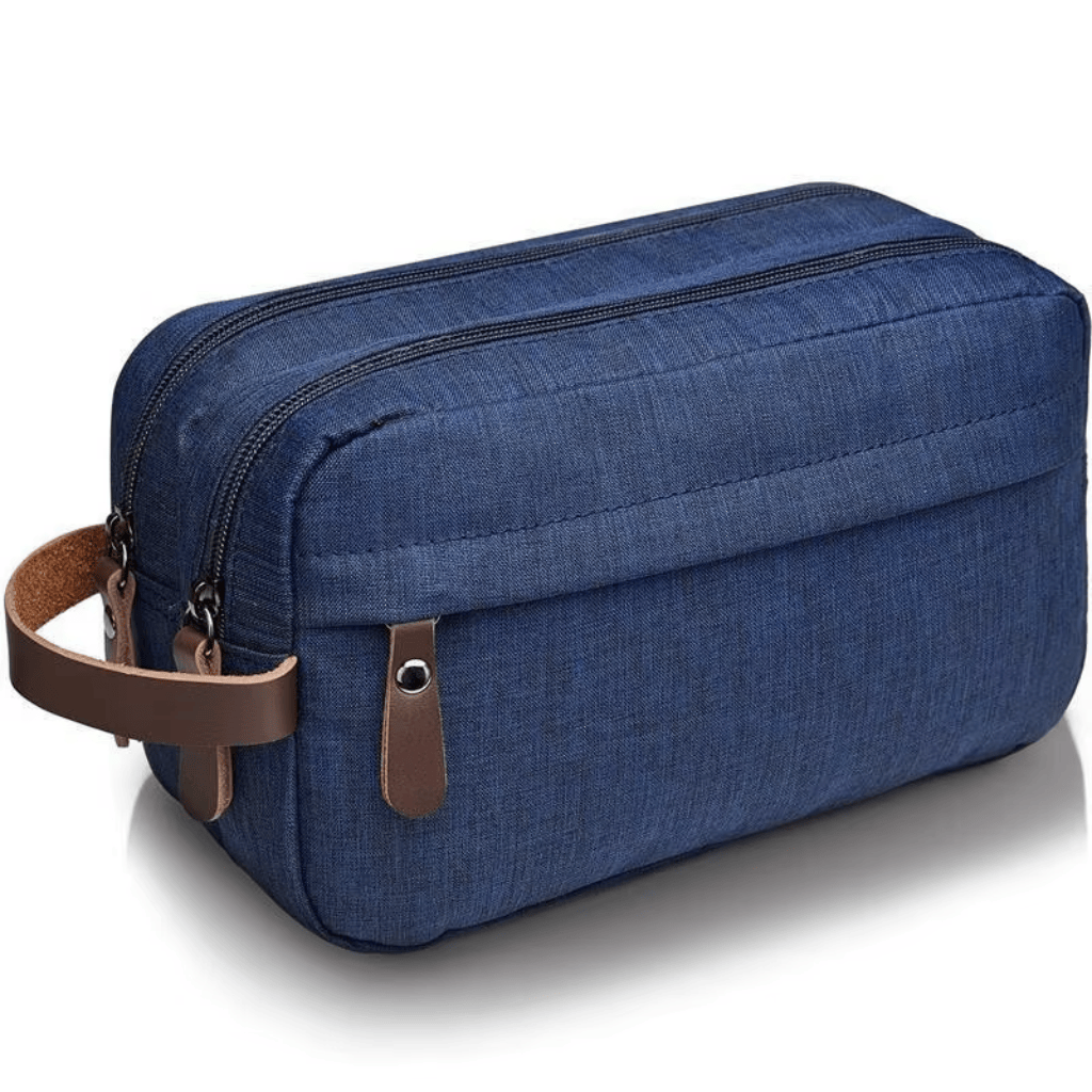 Trousse de Toilette Homme Grande Capacité en Oxford Bleu Marine – Double Compartiment Imperméable
