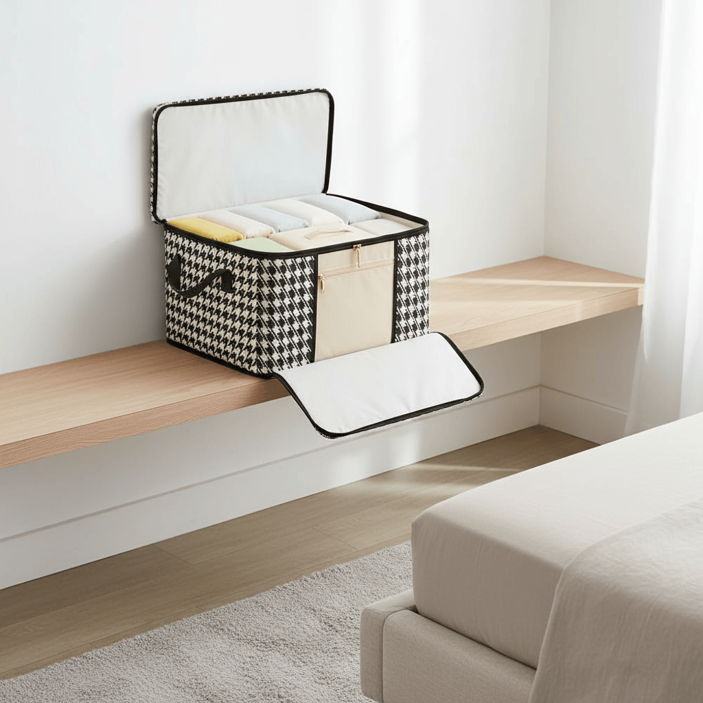 Boîte pliable noir et blanc avec panneau transparent