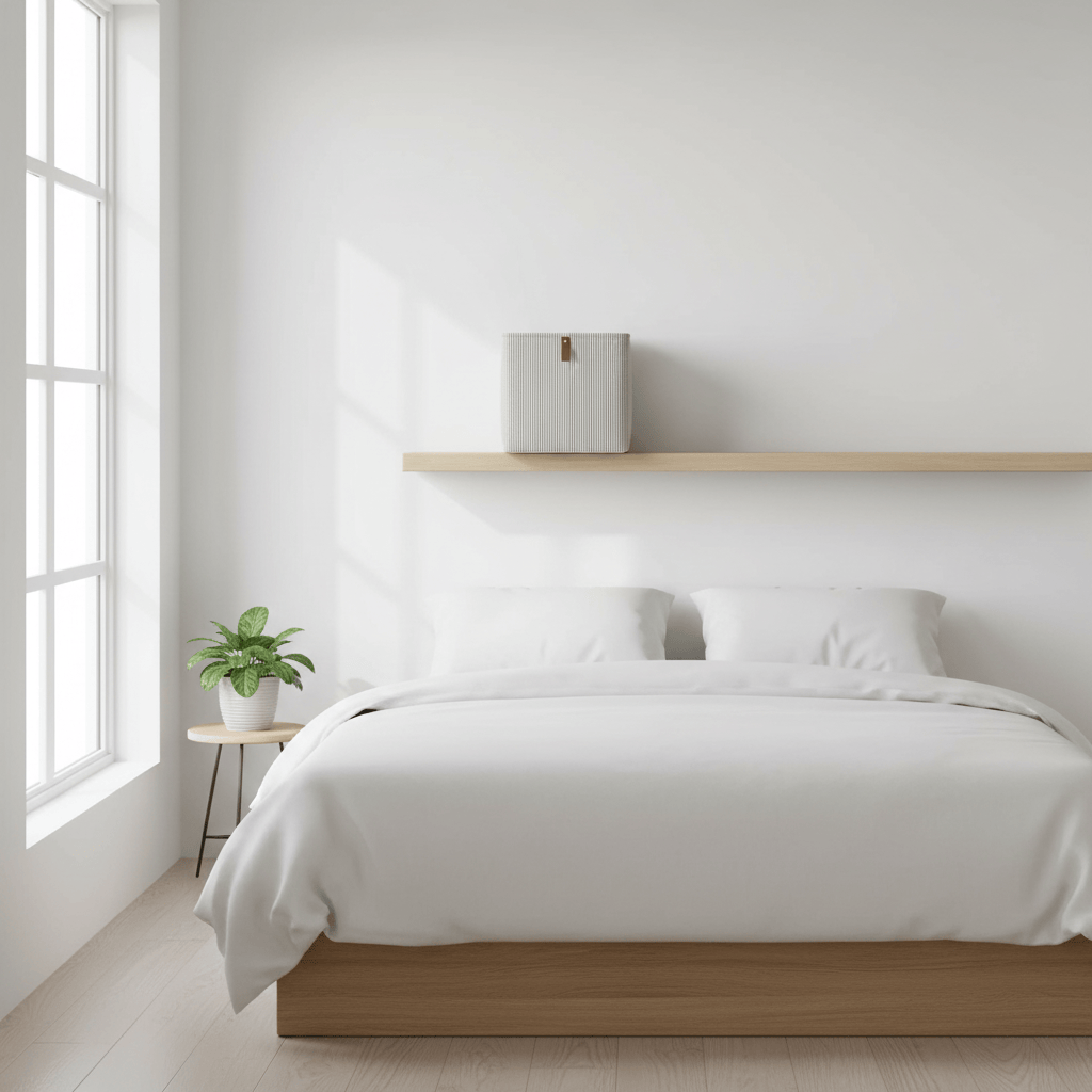 Cube beige et blanc à rayures