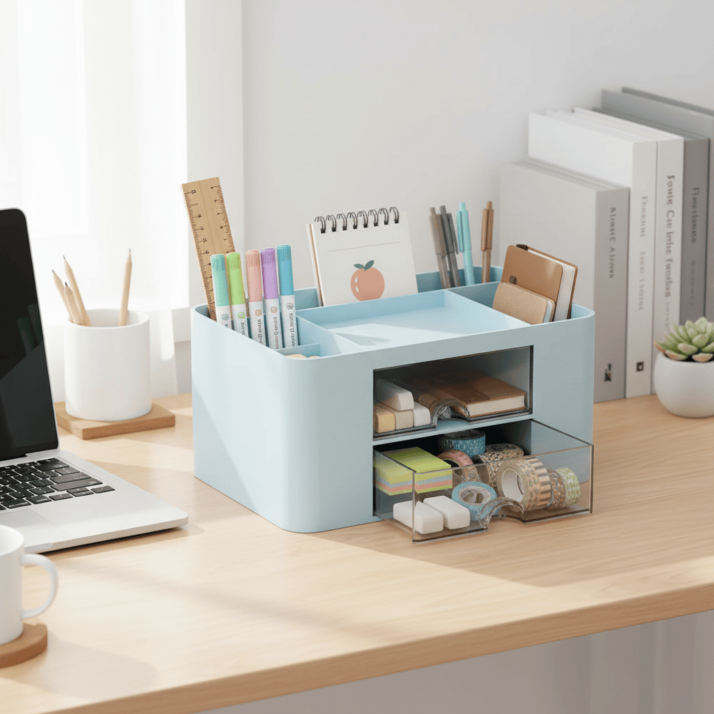 Organisateur bleu chambre étudiant