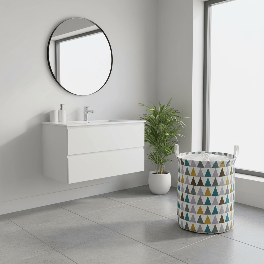 Panier linge coton triangles avec cordon fermé