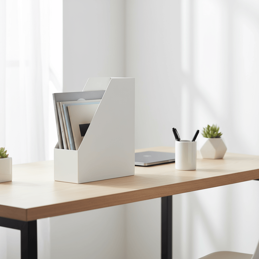 Porte-revues blanc modulaire bureau