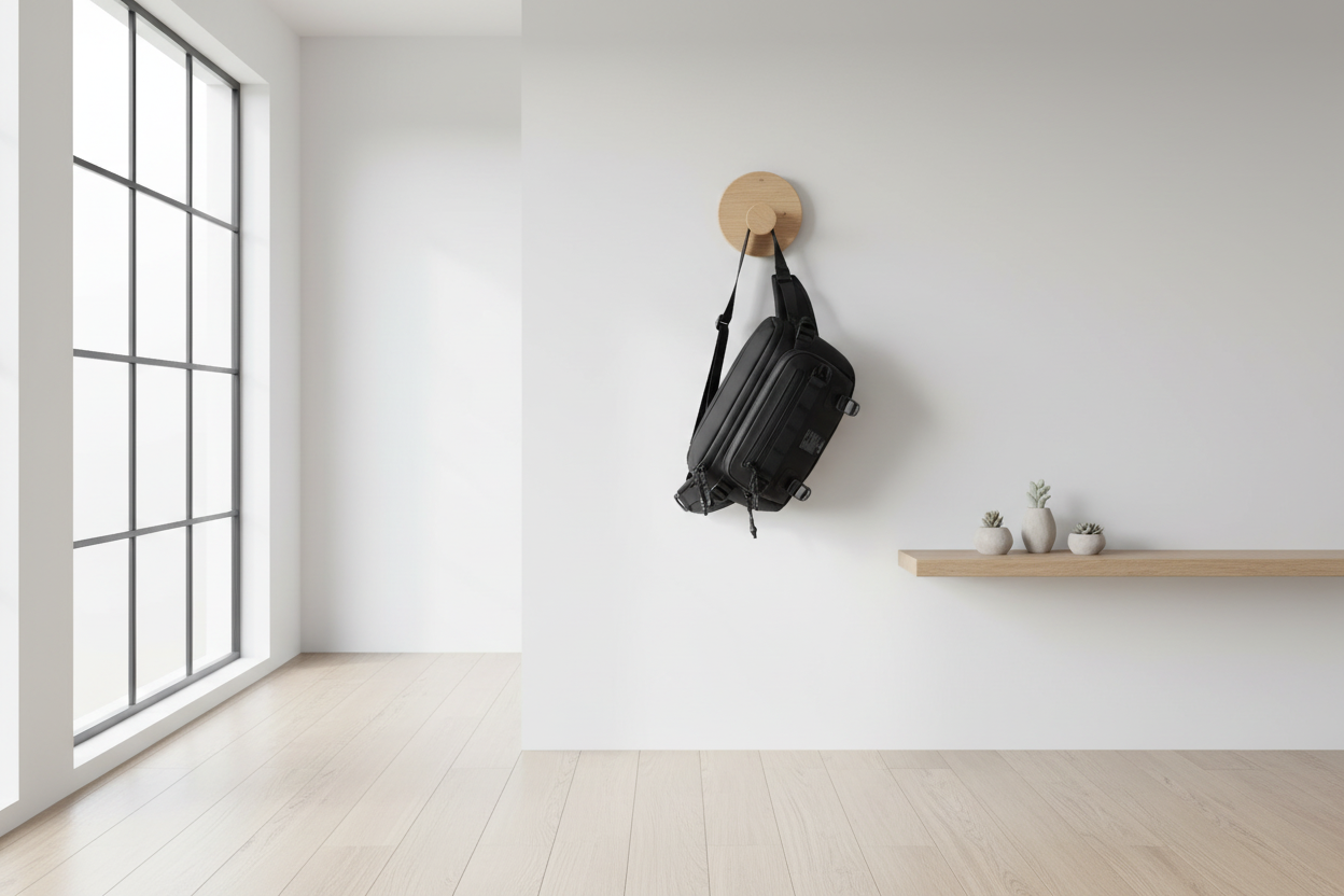 Sac banane tactique accroché au mur