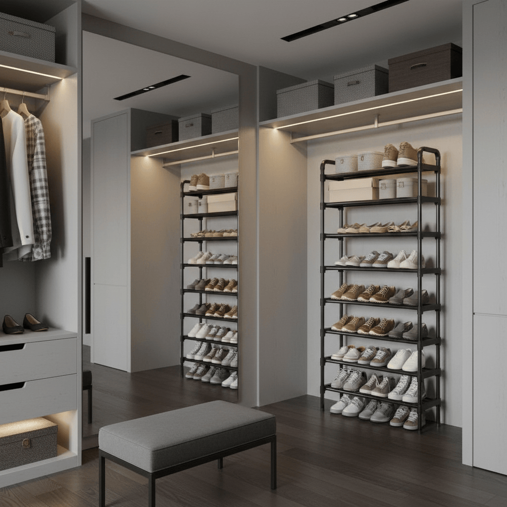 Étagère haute dans un dressing