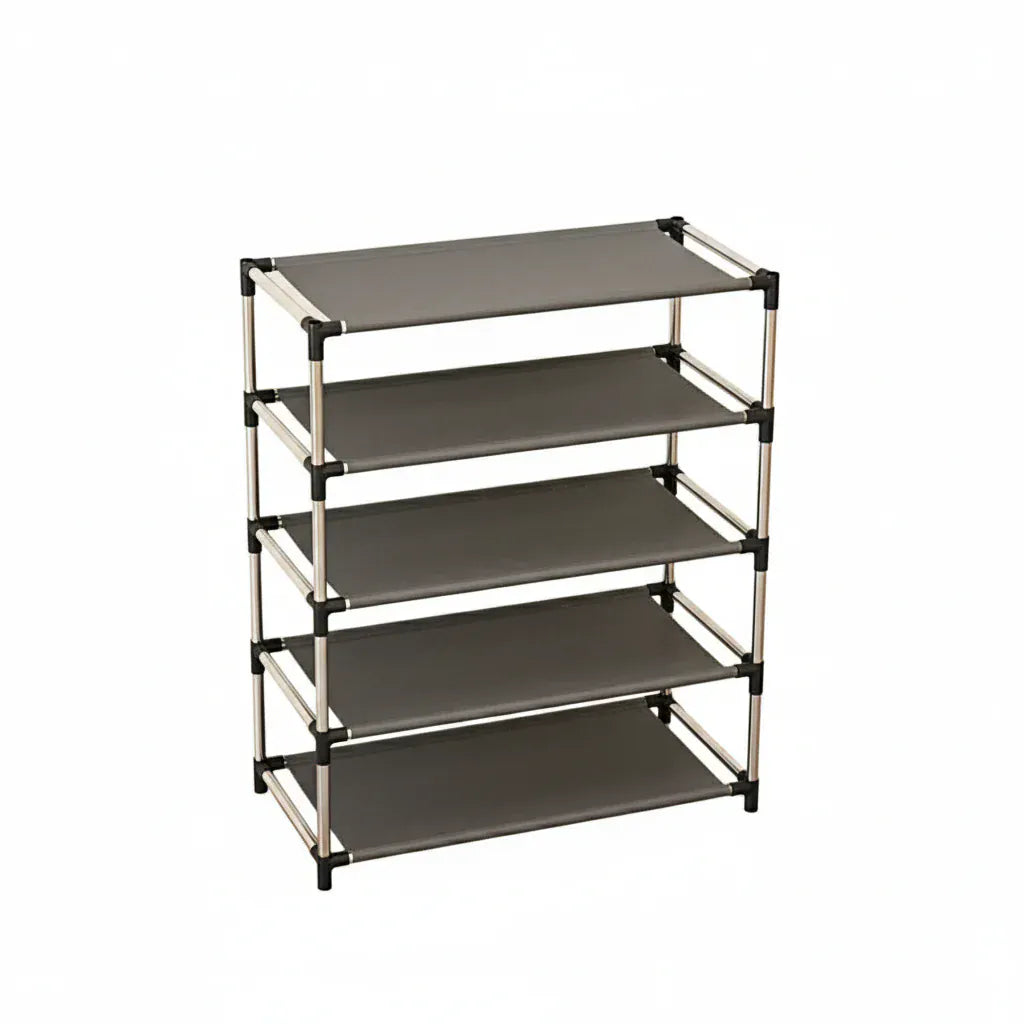 tag_re_Chaussures_M_tal_Moderne_5_Niveaux_-_Rangement_Gain_d_Espace_Style_Minimaliste_Noir