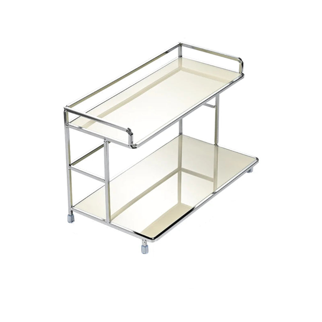 Étagère de Rangement Cuisine & Salle de Bain Métallique Double Niveau Blanc Ivoire