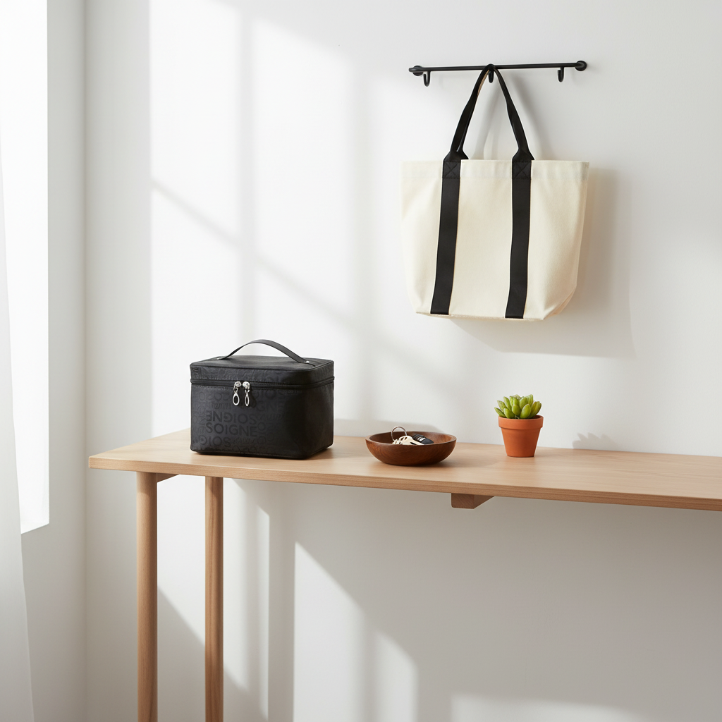 Trousse noire sur console d'entrée