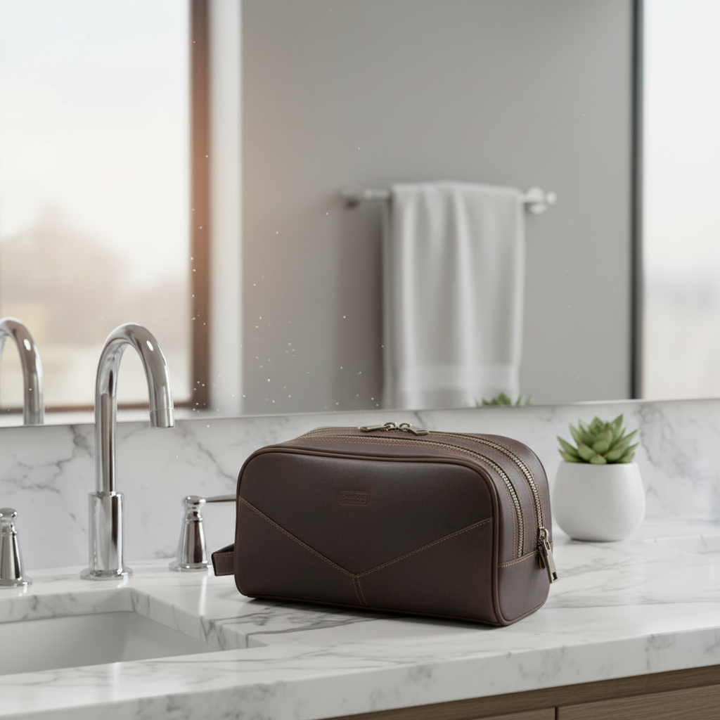 Trousse sur comptoir en marbre