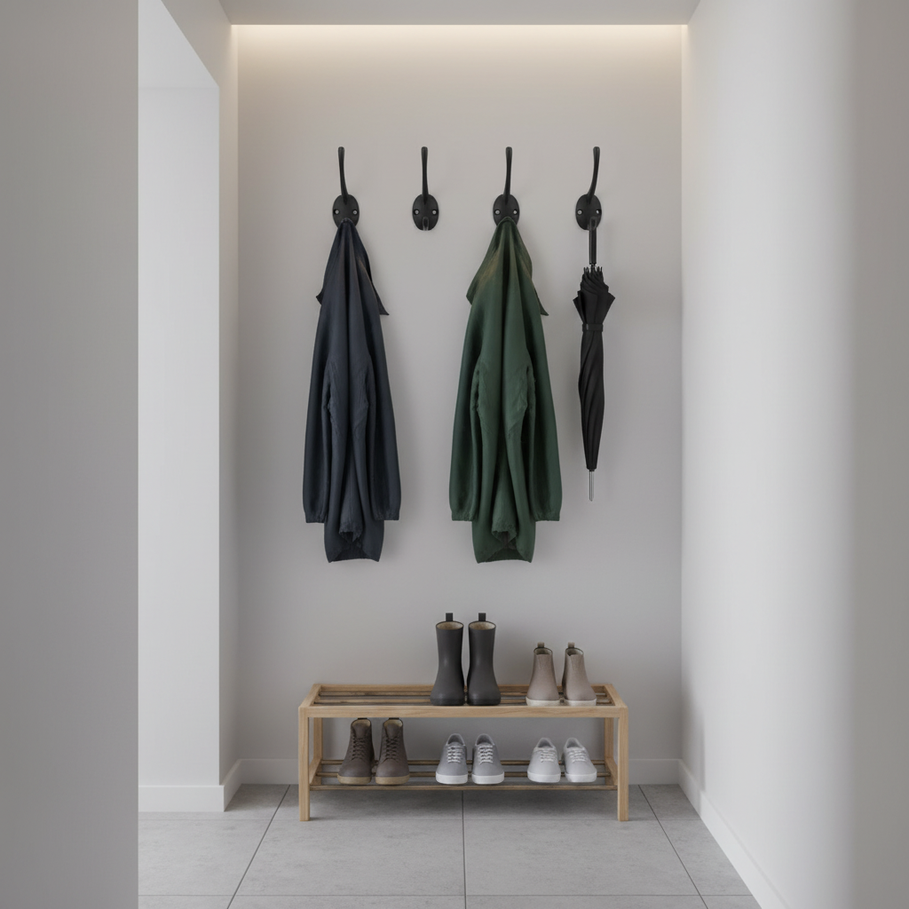 4 crochets couloir avec parapluies