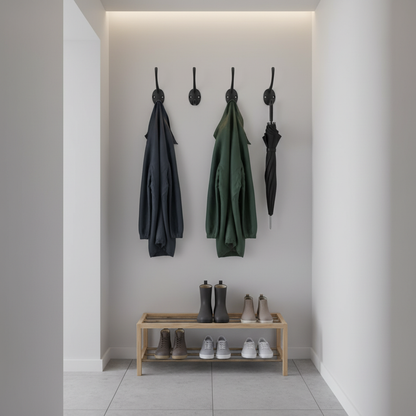 4 crochets couloir avec parapluies