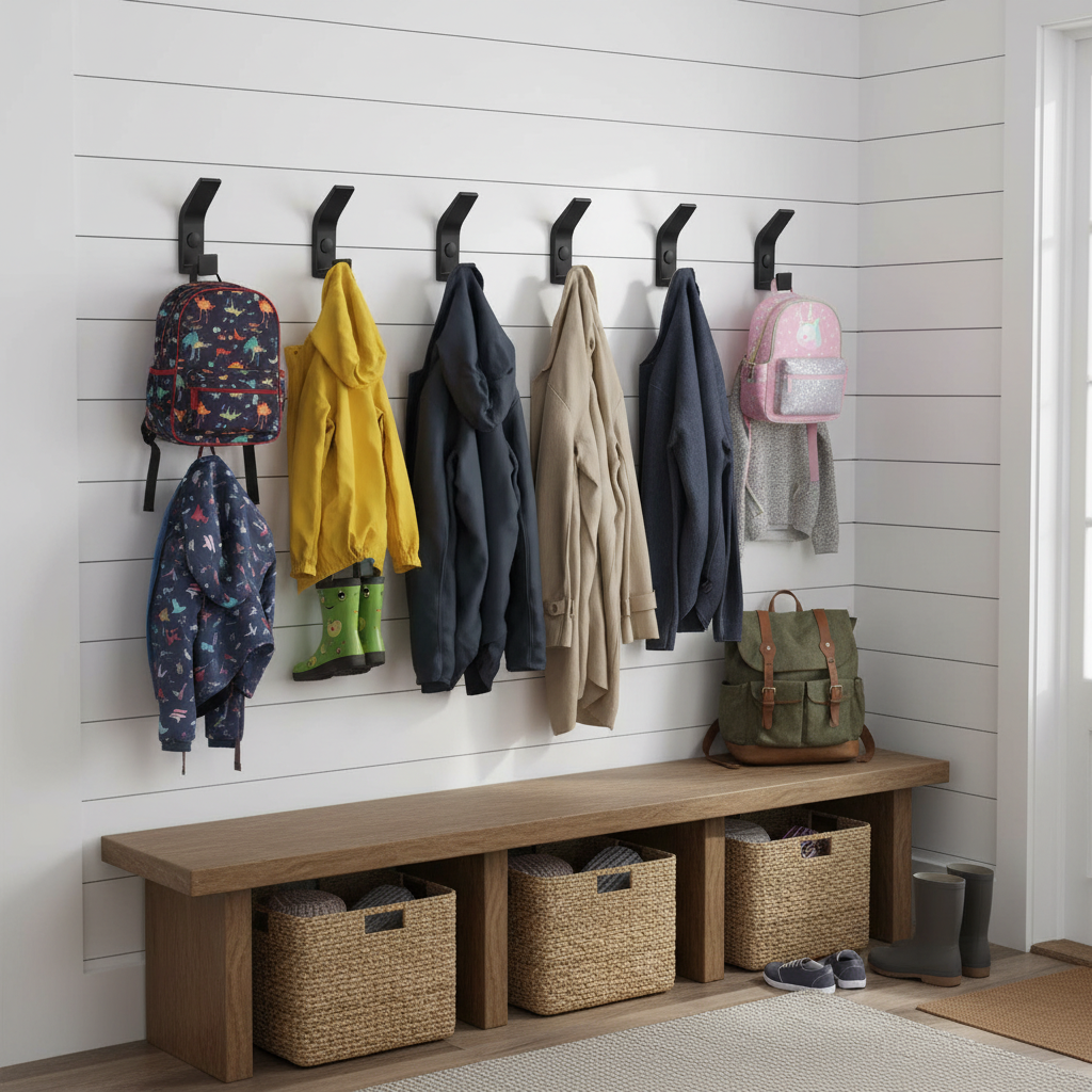 6 crochets aluminium entrée famille