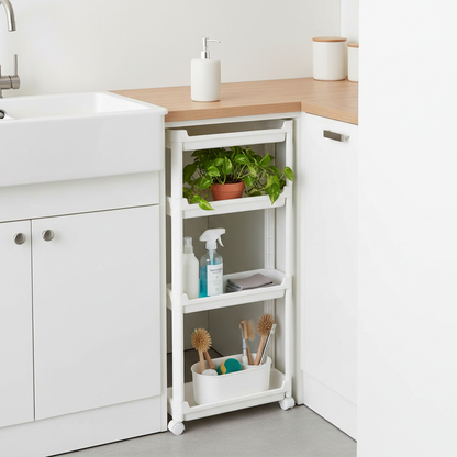 Armoire de Rangement Cuisine Étroite Blanche 3/4 Étages – Gain Place 3