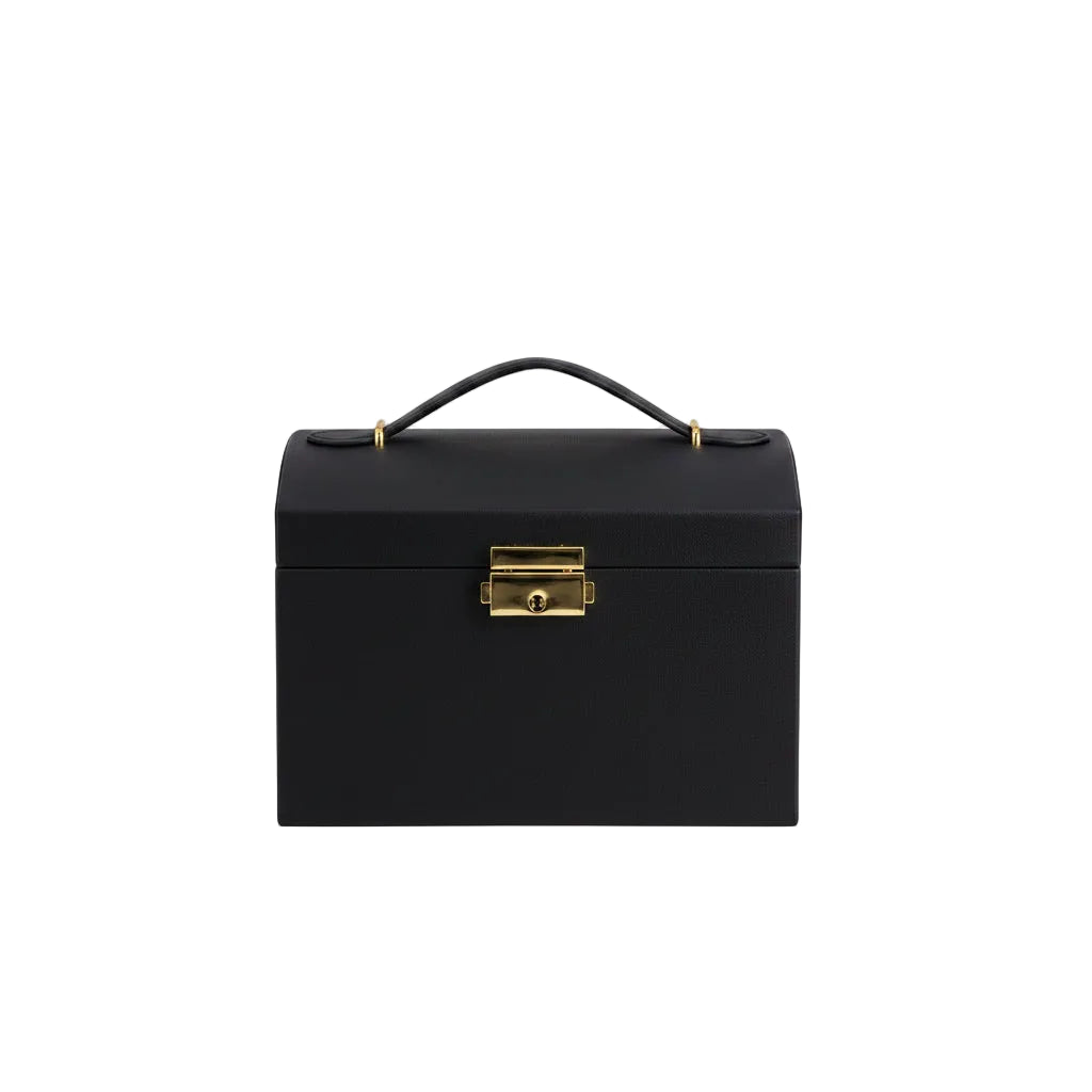 Boîte à Bijoux Luxe 3 Niveaux Verrouillable et Sécurisée Noir