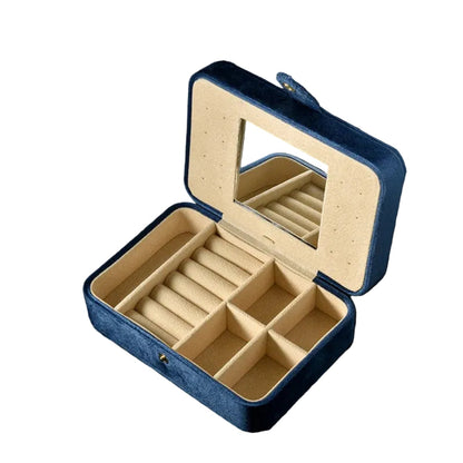Boîte À Bijoux Velours Avec Miroir – Compact & Élégant Bleu Marine