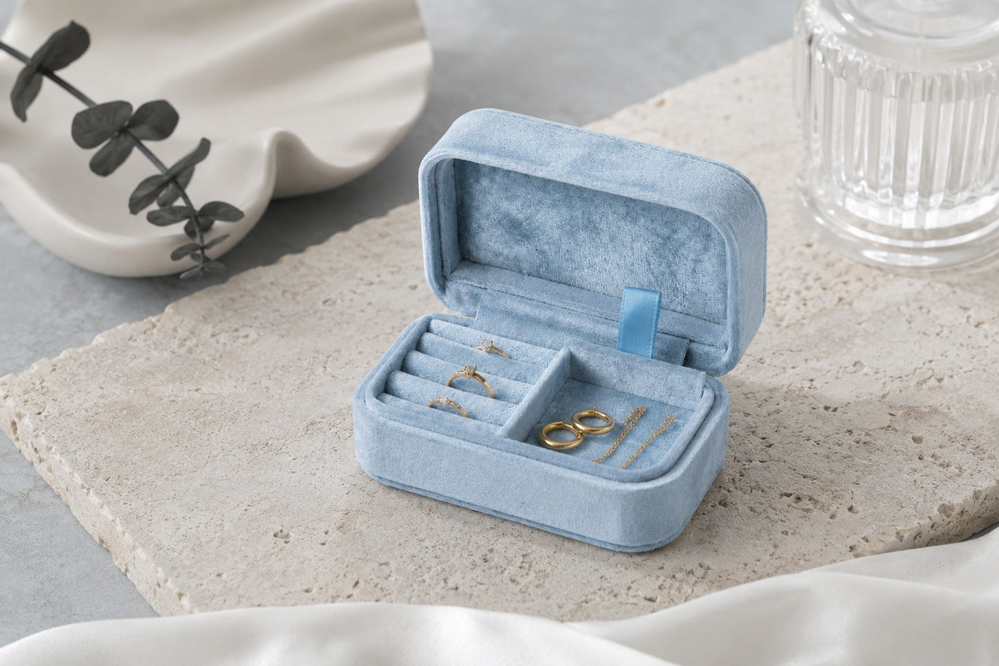 Boîte à Bijoux Velours Compacte – Rangement Voyage Bagues, Boucles & Collier 2