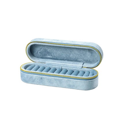 Boîte à Bijoux de Voyage en Velours – Rangement Compact pour Bagues & Bijoux Bleu Ciel