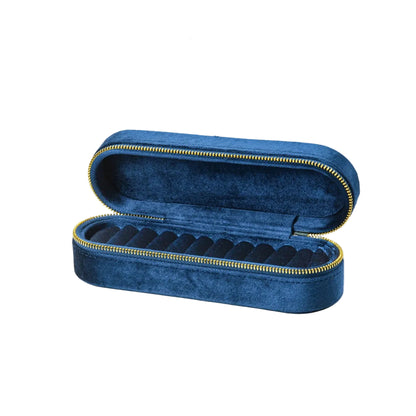 Boîte à Bijoux de Voyage en Velours – Rangement Compact pour Bagues & Bijoux Bleu Marine